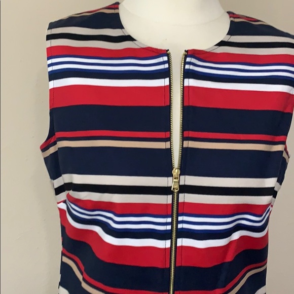 Donna Karan Sleeveless Striped Sheath Dress Size 10 - Picture 5 of 11